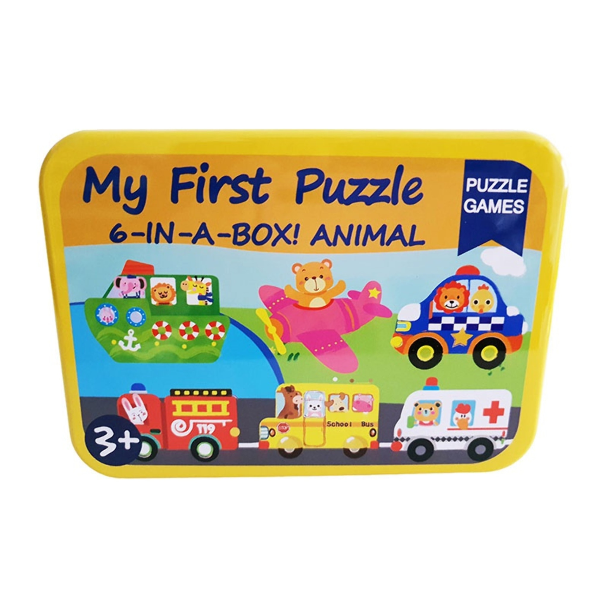 PUZLES MÚLTIPLES 6 EN 1: ANIMALES CONDUCTORES 3 a 6pcs/puzle (CAJA METÁLICA)