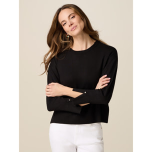 Oltre - Jersey mezcla viscosa con botones joya - Negro