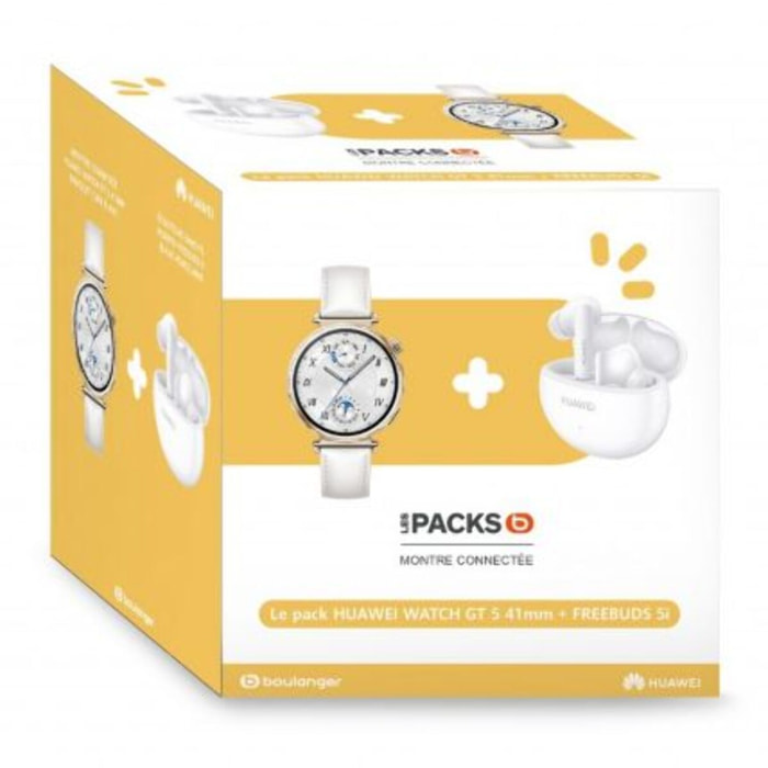 Montre connectée HUAWEI Pack Watch GT5 41mm Blanc + Buds Blancs