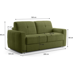Canapé capitonné convertible 3 places en tissu chenille - ouverture express - CASSIAN
