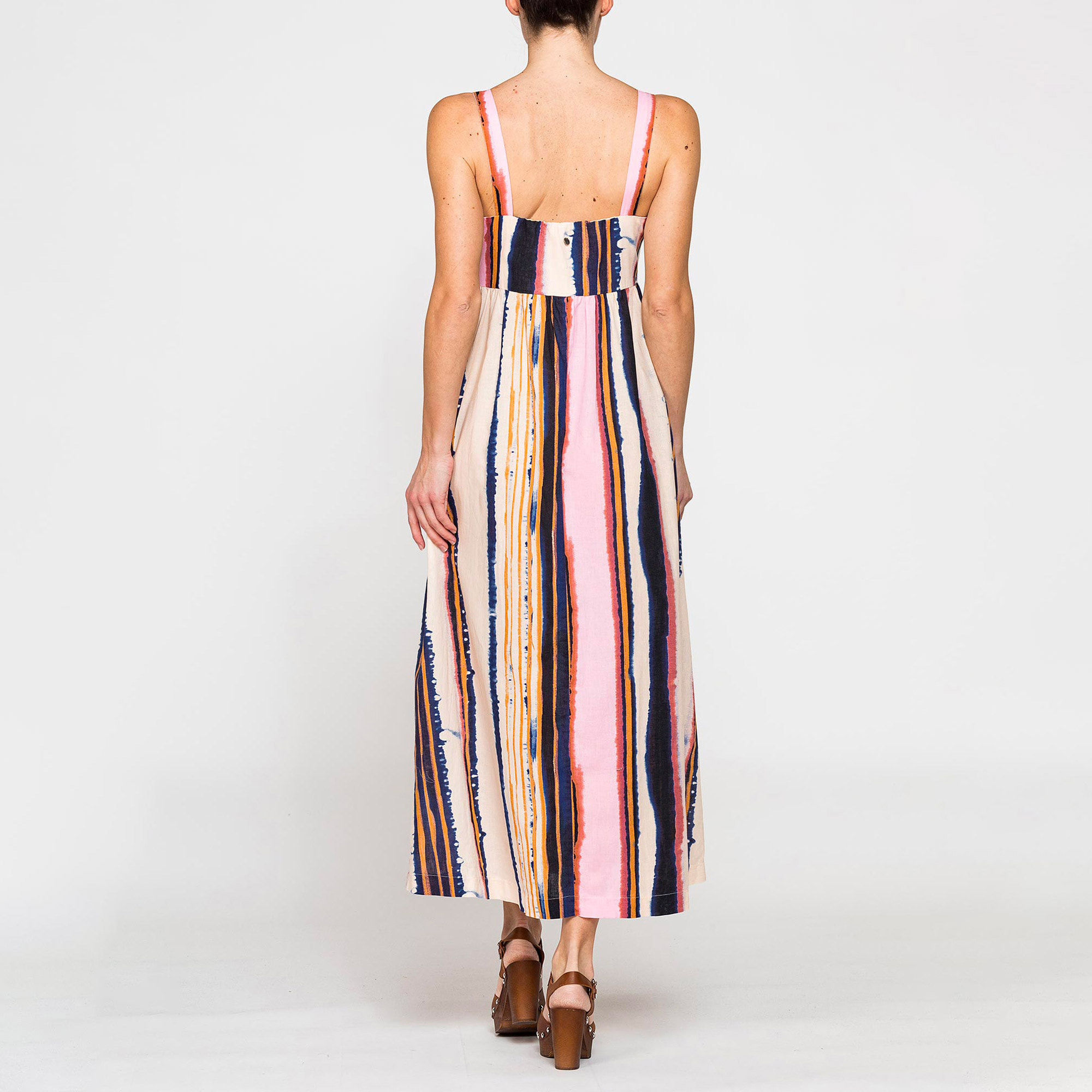 ABITO MIDI A STILE IMPERO IN LINO COTONE