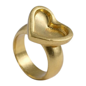 Anillo "corazón" chapado dorado bajo relieve