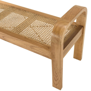 LAUREN - Banc 2 places bois de Mindi et rotin naturel