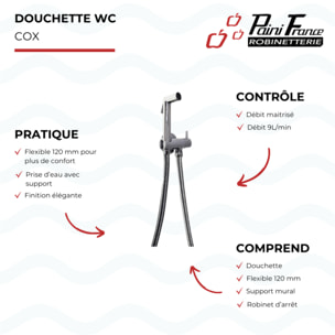 Douchette WC PAINI Cox ronde + Support + Flexible chromée