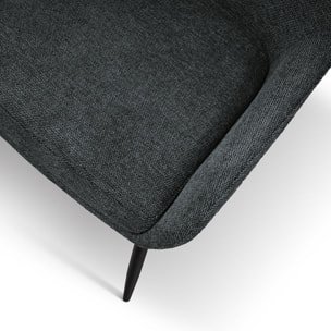 Set di 4 sedie TALLINN in tessuto antracite e gambe in metallo nero opaco, con braccioli