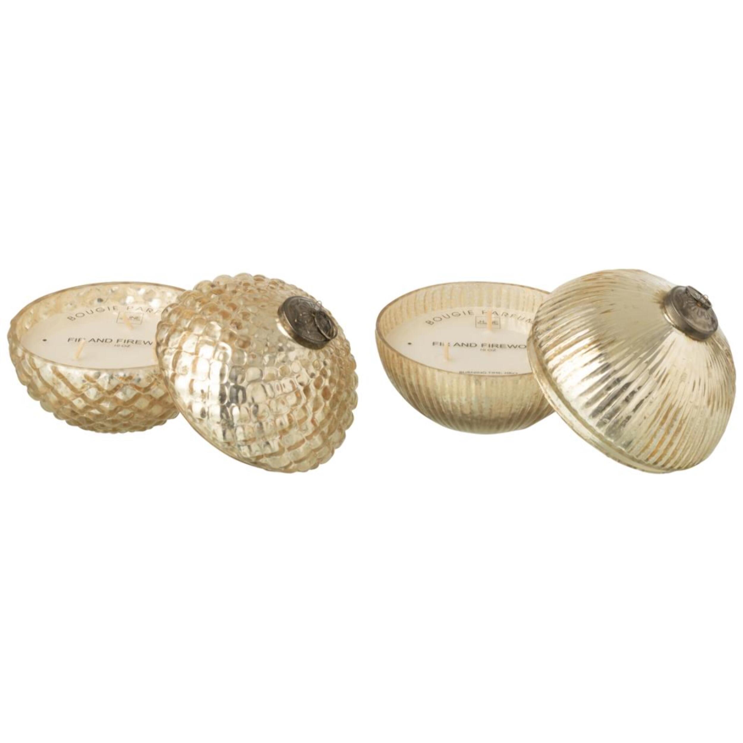 J-Line bougie parfumée Boule De Noël - verre - or - large - 2 pcs