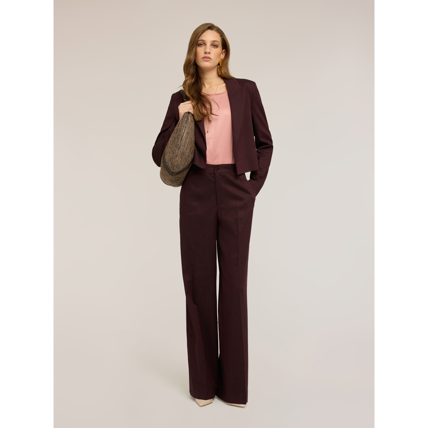 Motivi - Chaqueta corta mezcla de lino - Burgundy