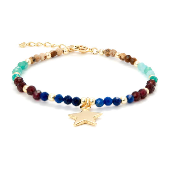 Pulsera de Cristal Multicolor acabada en oro amarillo de 18K