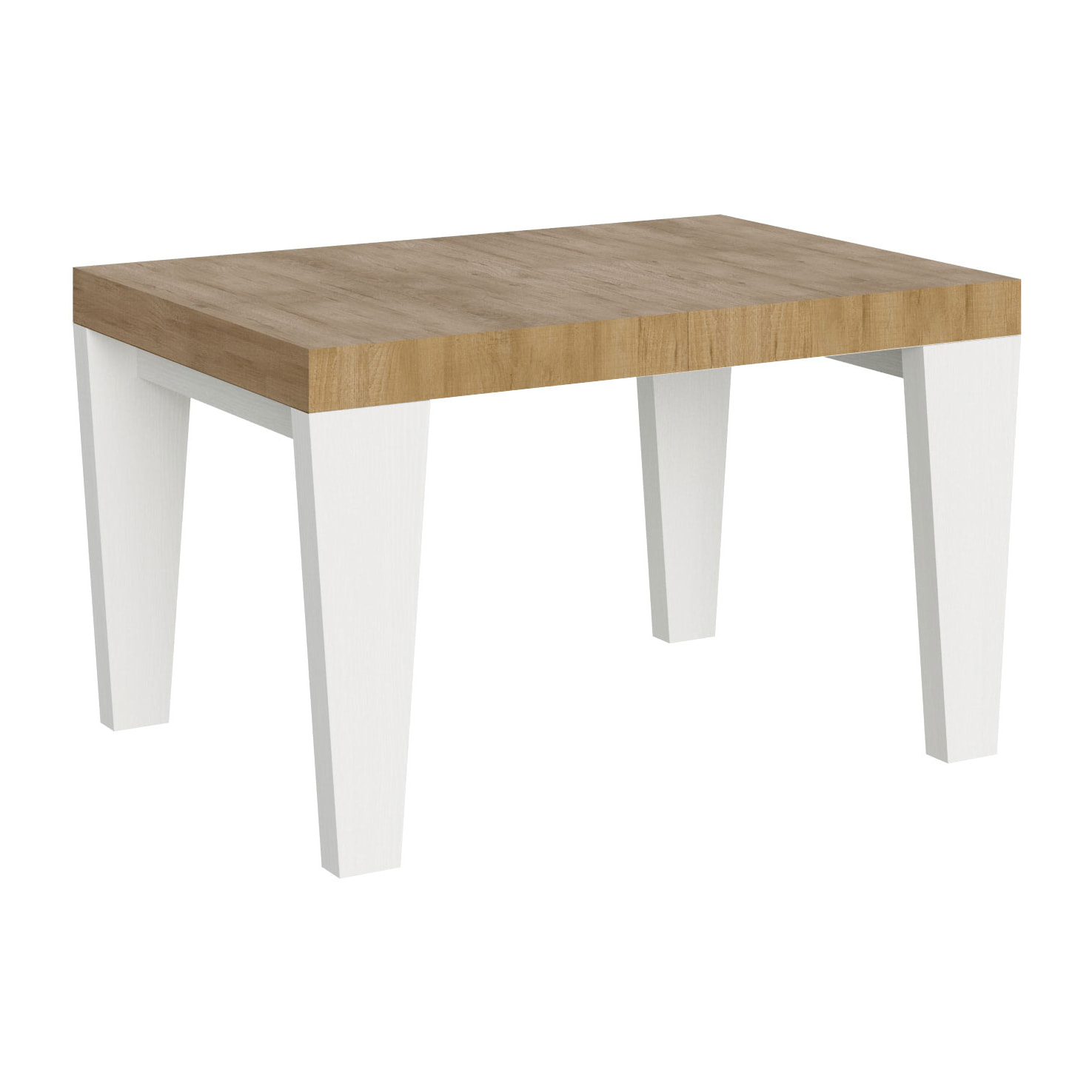 Mesa extensible 90x130/390 cm Spimbo Mix tapa Roble Natural patas Fresno Blanco