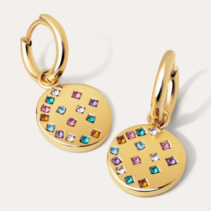 Pendientes Aro Bling Rainbow Acero Baño Oro