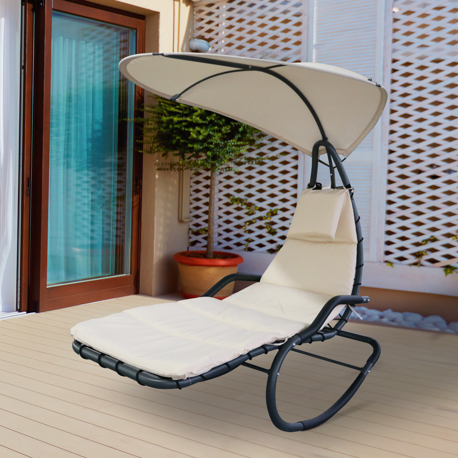 Bain de soleil à bascule design contemporain beige