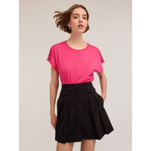 Motivi - T-shirt kimono con pietre sulle maniche - Fucsia