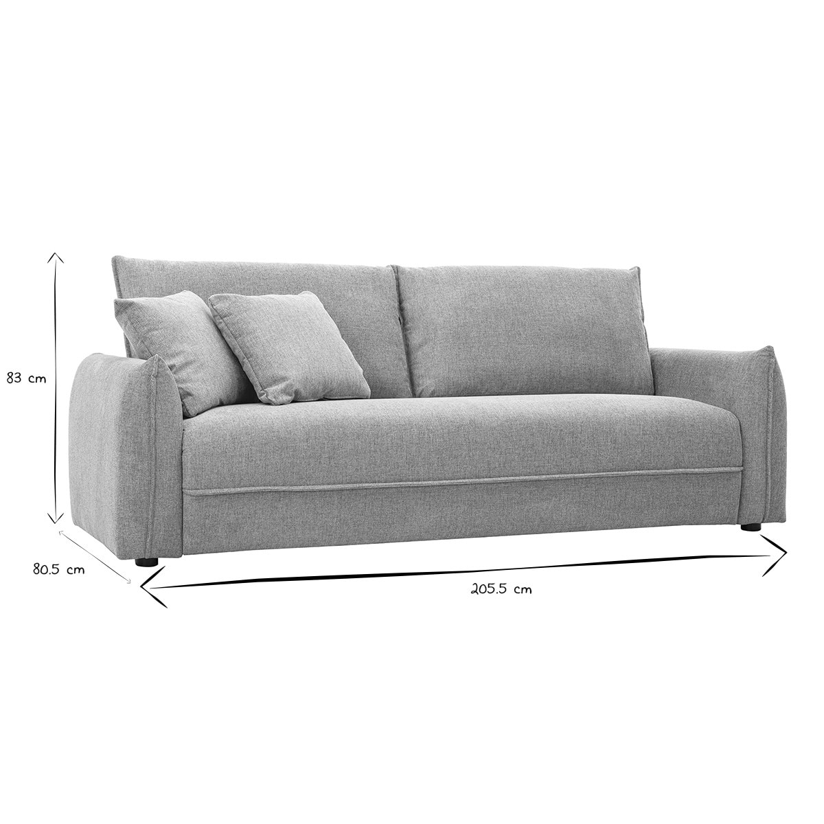 Canapé 3 places en tissu effet velours texturé gris PIO