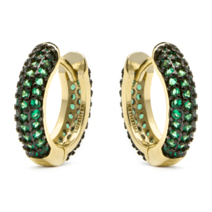 Pendientes de 9mm de diámetro acabado oro amarillo de 18k y Circonita Esmeralda
