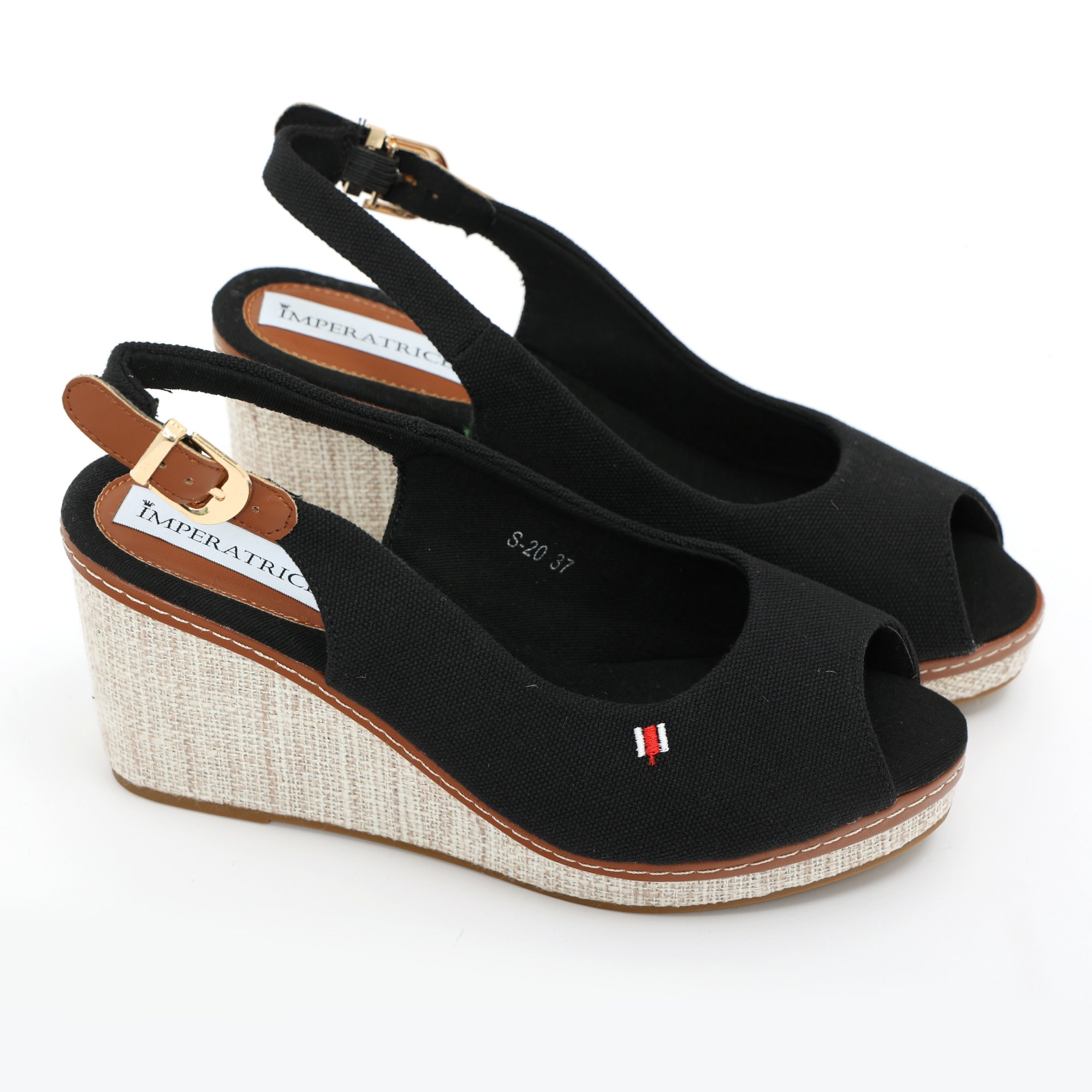 Sandali in tessuto con zeppa