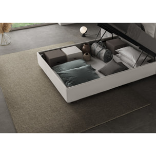 Letto una piazza e mezza contenitore imbottito 120x190 similpelle bianco Agueda