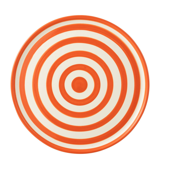 J-Line assiette Granada Stripes - céramique - blanc/orange