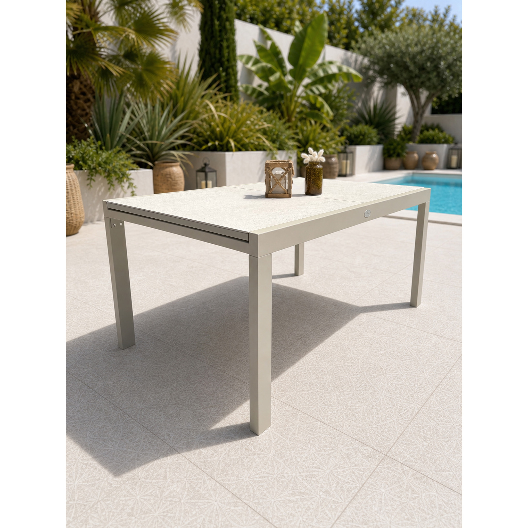 KALIBO - Table de jardin en aluminium et plateau sinterstone (10 places)