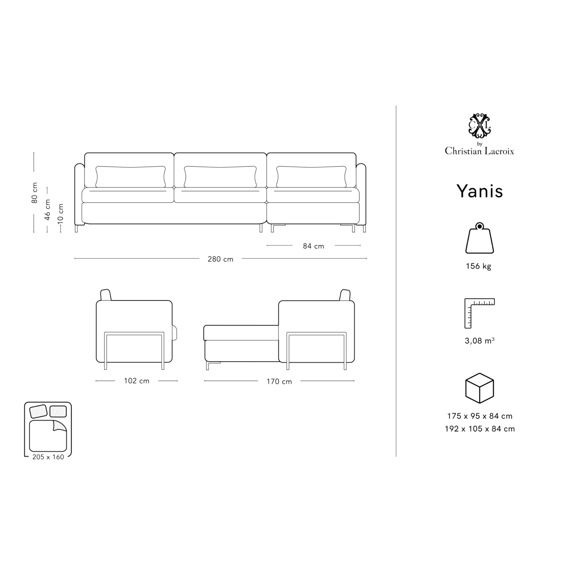 Canapé d'angle droit convertible avec coffre de rangement "Yanis" 5 places en tissu structurel bleu