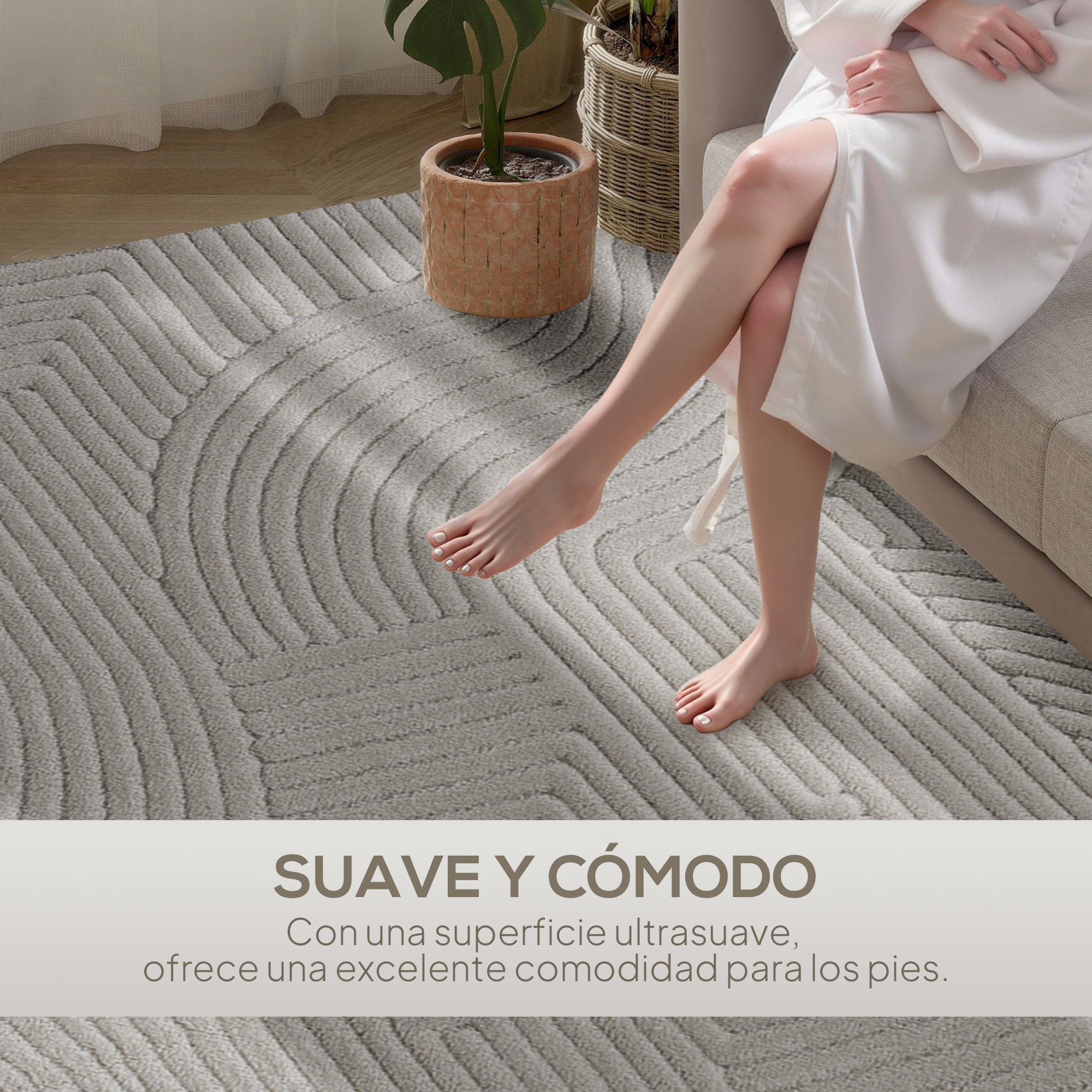 Alfombra Salón 230x160 cm Alfombra Pelo Corto Estilo Moderno Base Antideslizante Tejida a Máquina Tapete para Sala de Estar Dormitorio Comedor Gris