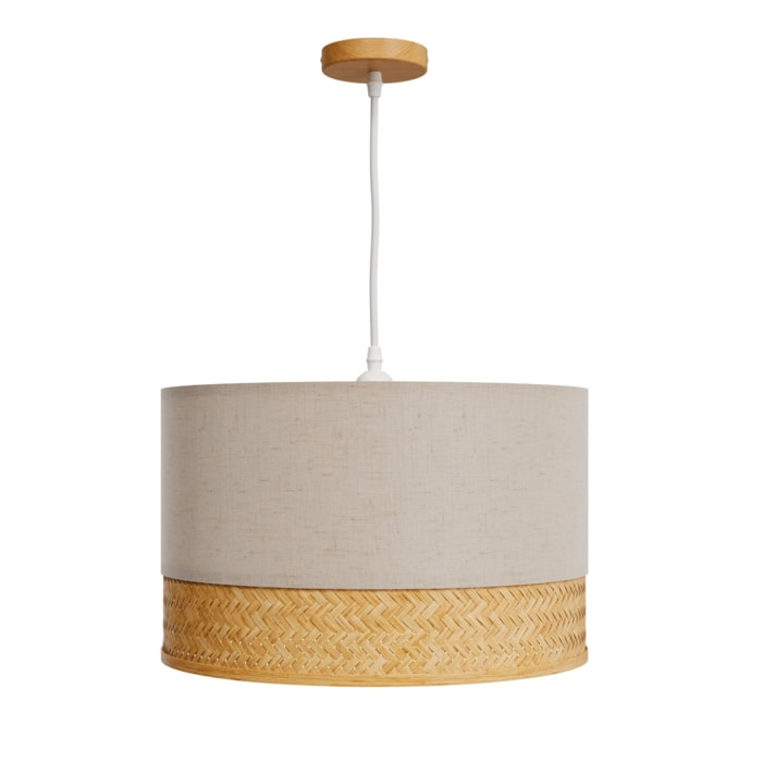 Suspension en bambou naturel, papier et métal D40 cm - Baikal