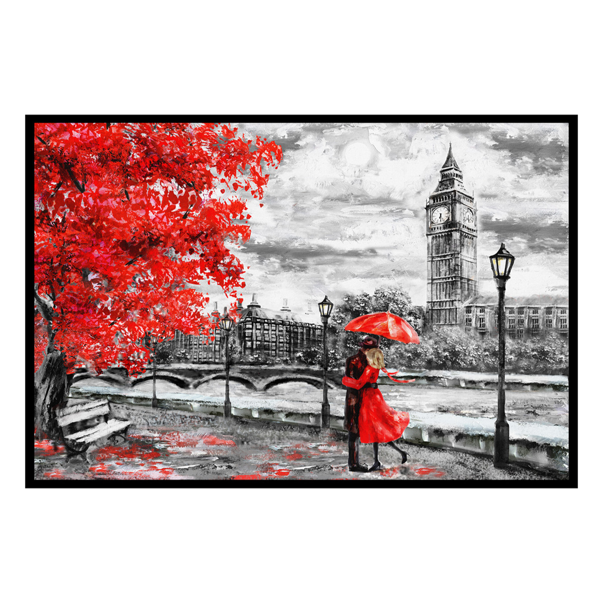 Affiche encadrée Paris en rouge  Affiche + cadre en métal - Noir