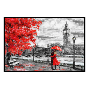 Affiche encadrée Paris en rouge  Affiche + cadre en métal - Noir