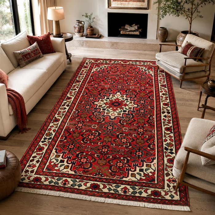 Tapis d'orient, motif oriental noué main en laine, BOKIRE