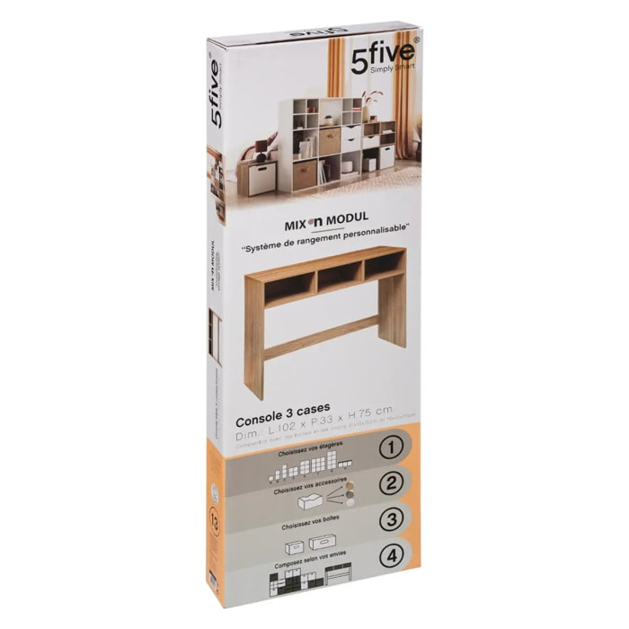 Console 3 cases "Mix N' Modul" effet chêne naturel