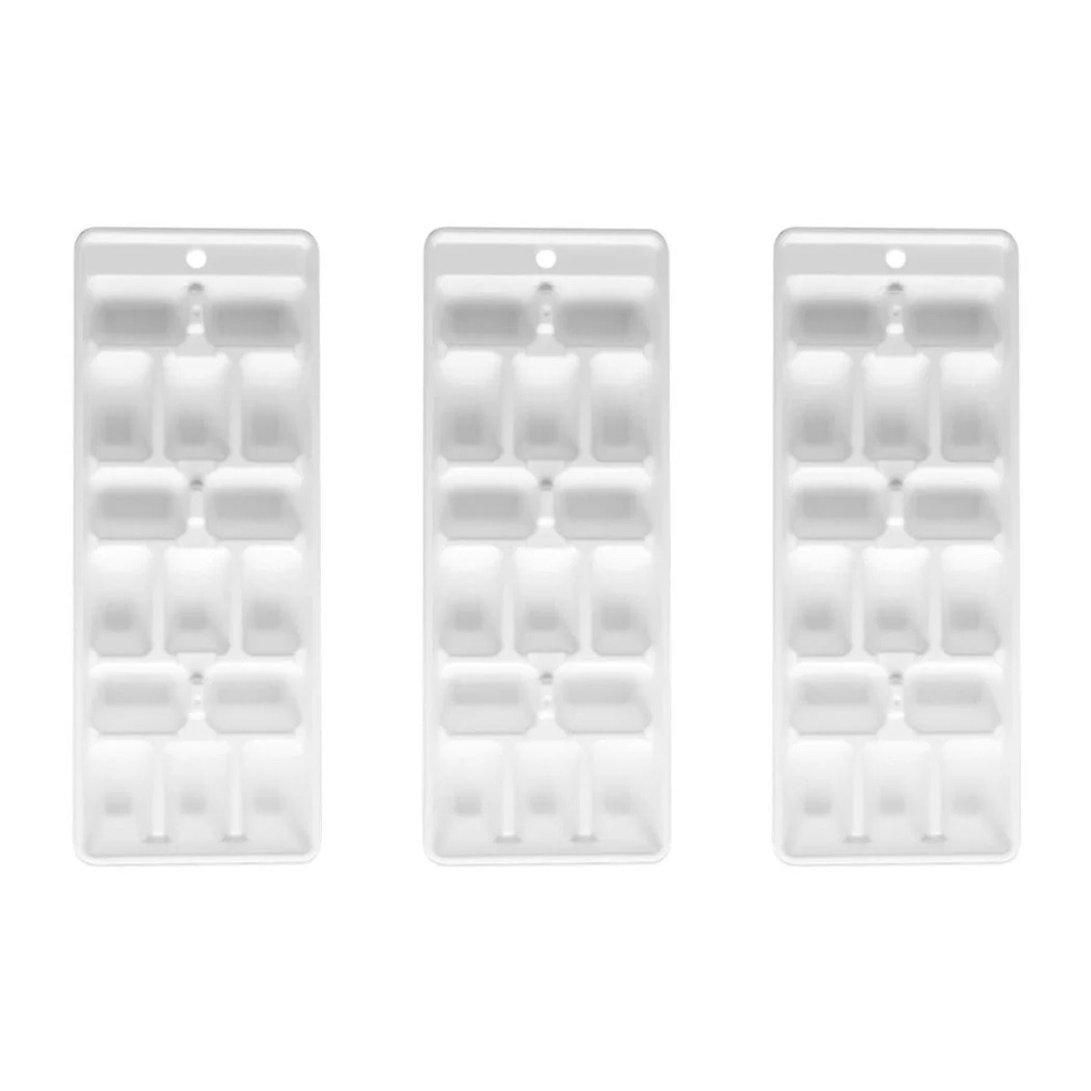 Lot de 3 bacs à glaçons de 15 glaçons en plastique blanc Fackelmann