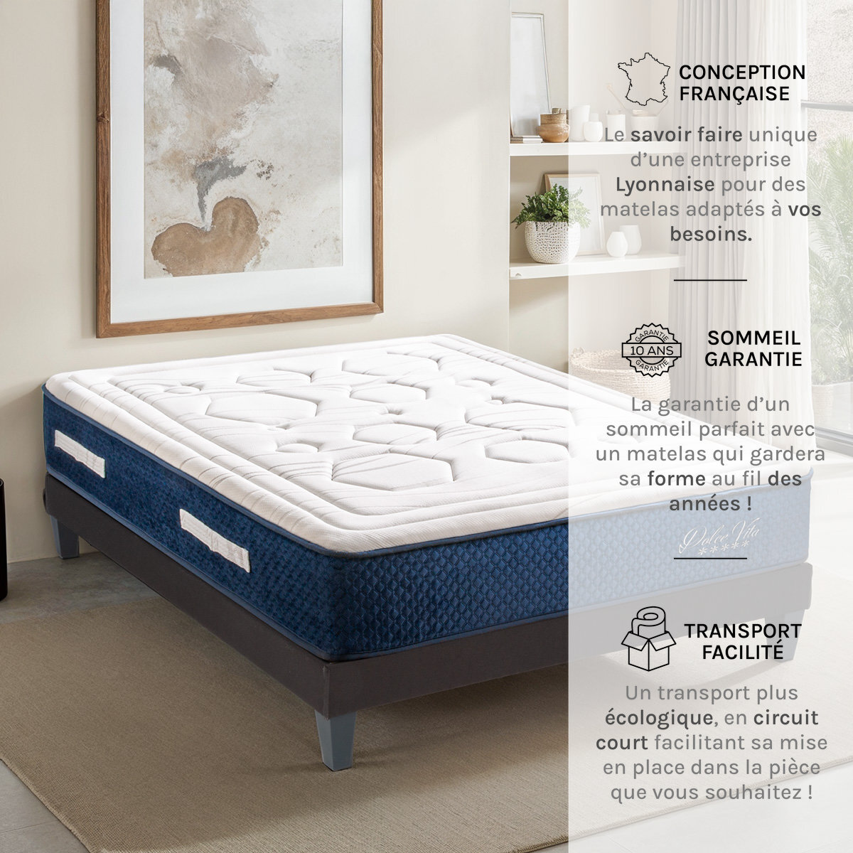 Matelas DOLCE VITA | 2 Places | Ressorts Ensachés - 28cm