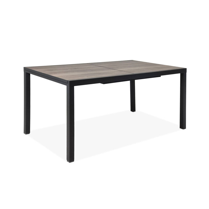Table de jardin NASHVILLE extensible 160/240cm 8 places plateau effet bois foncé structure aluminium