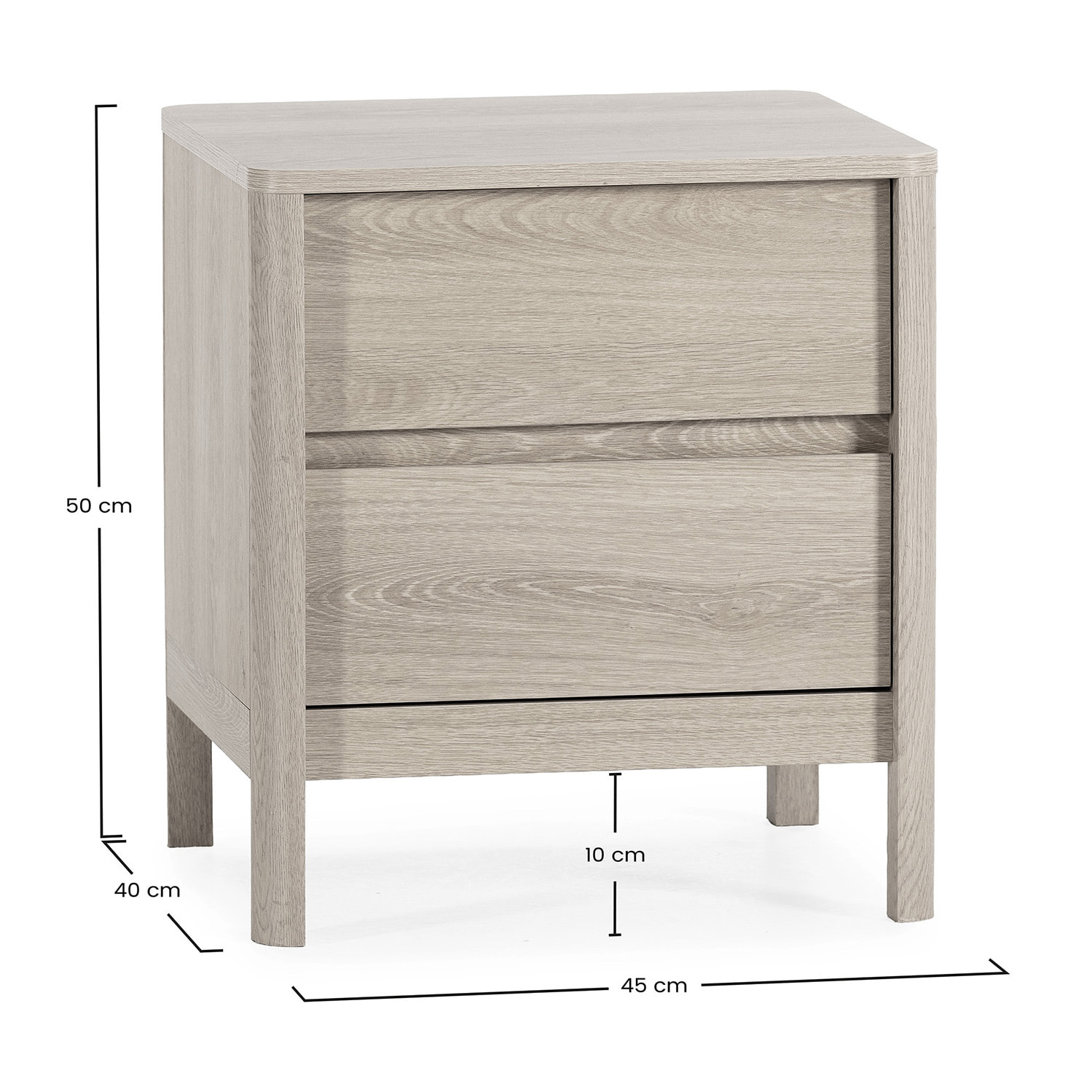 Mesita de noche Nassau 2 cajones efecto Roble