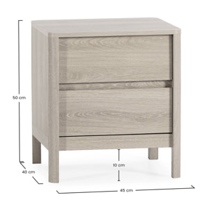 Mesita de noche Nassau 2 cajones efecto Roble