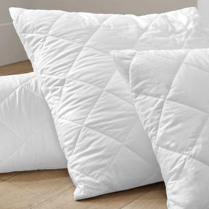 Lot De 2 Protege Oreiller 100% Polyester 205gsm Matelasse / Respirant Blanc