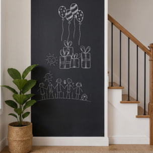 Sticker ardoise tableau noir - stickers muraux adhésif effaçable - ARDOISE GÉANTE 200X60 CM ET 4 CRAIES LIQUIDES