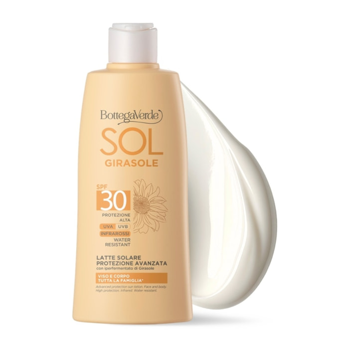 SOL Girasole - Latte solare protezione avanzata - viso e corpo - PROTEZIONE ALTA SPF30 - INFRAROSSI - WATER RESISTANT