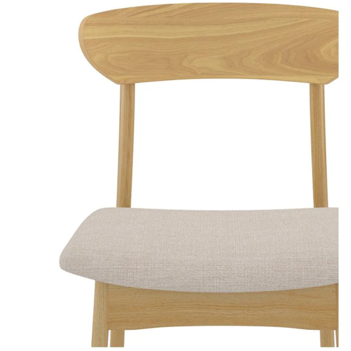 Lot de 2 chaises en tissu beige et bois clair - Lana