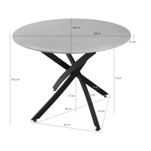 Table ronde céramique pleine masse gris béton de 100 cm de diamètre - STONE 2