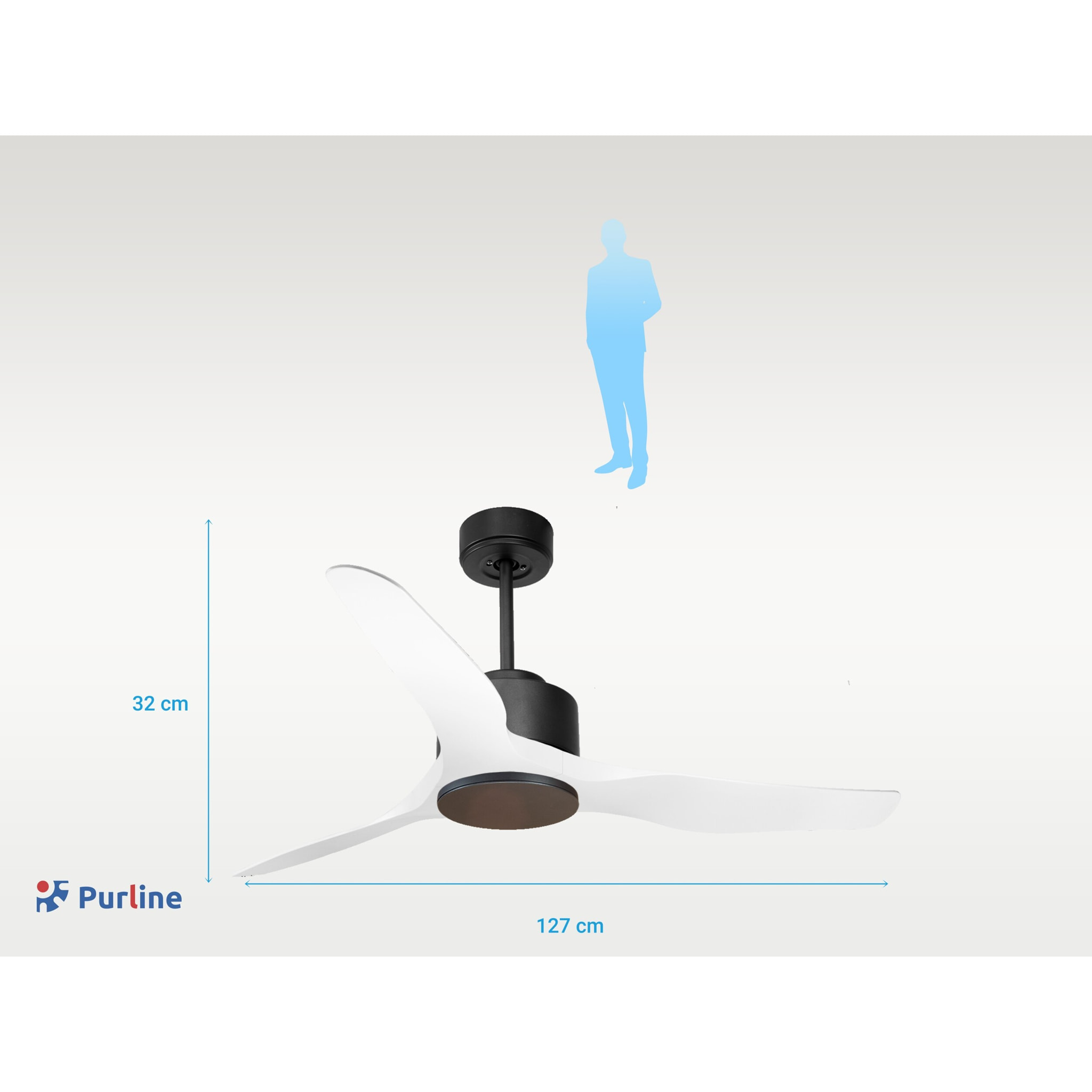 Ventilateur de plafond ø127 cm avec Wifi Réversible Hypersilence 40   W Noir