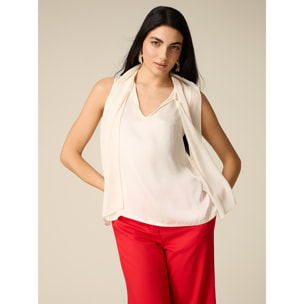 Oltre - Top in viscosa con fiocco - Bianco