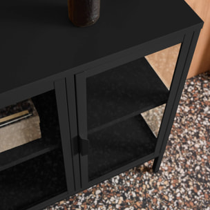 Buffet industriel métal et verre trempé 3 portes 100cm ARKANSAS