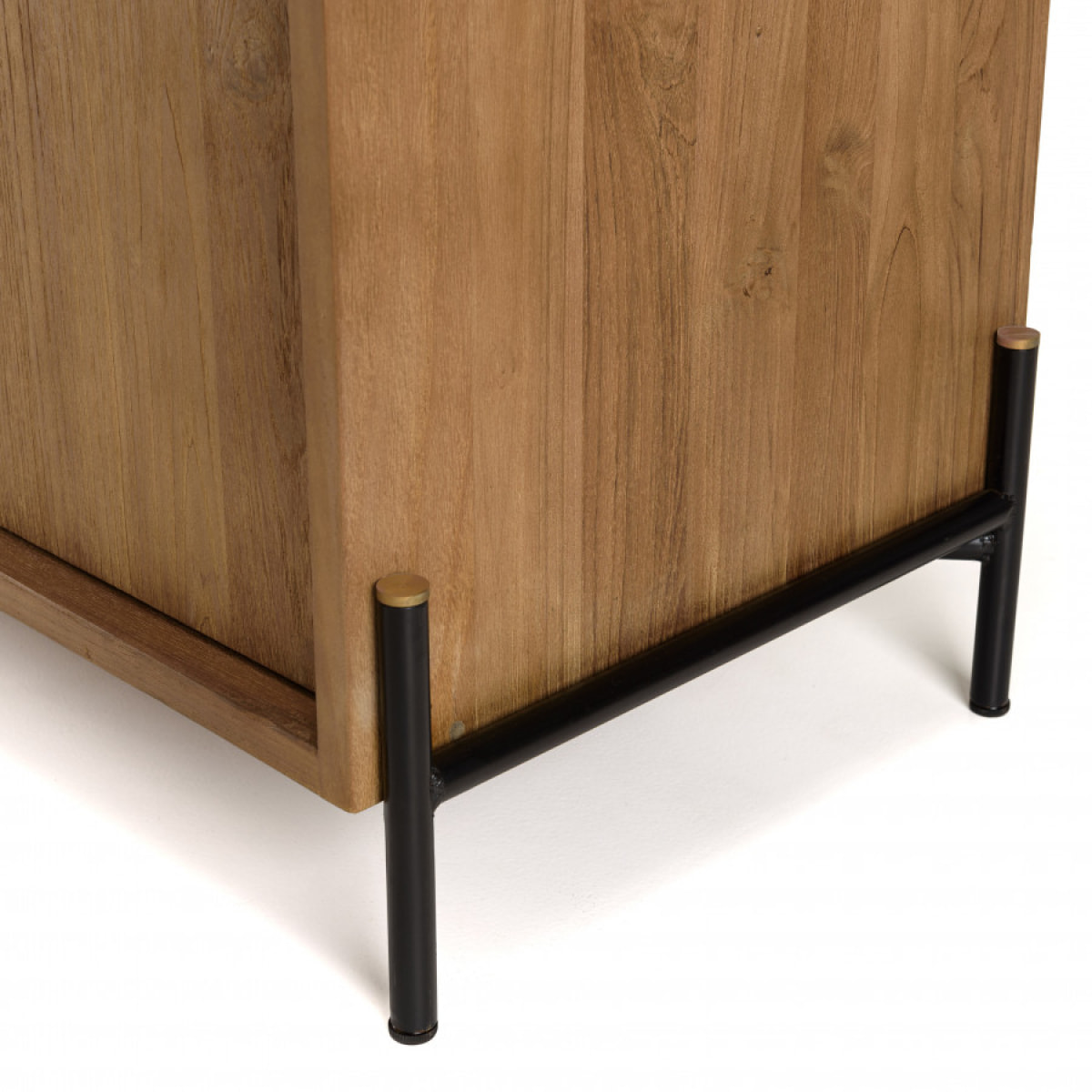 ALIDA - Buffet 2 portes en bois de teck recyclé pieds en métal noir