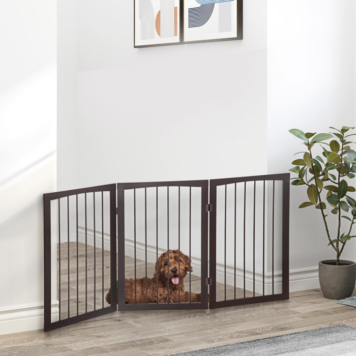 Barrera de Seguridad Plegable Perros Pequeños 160x76 cm para Puertas Café Oscuro