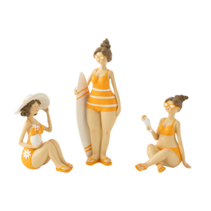 J-Line figurine Baigneuse - polyrésine - orange - 3 pièces