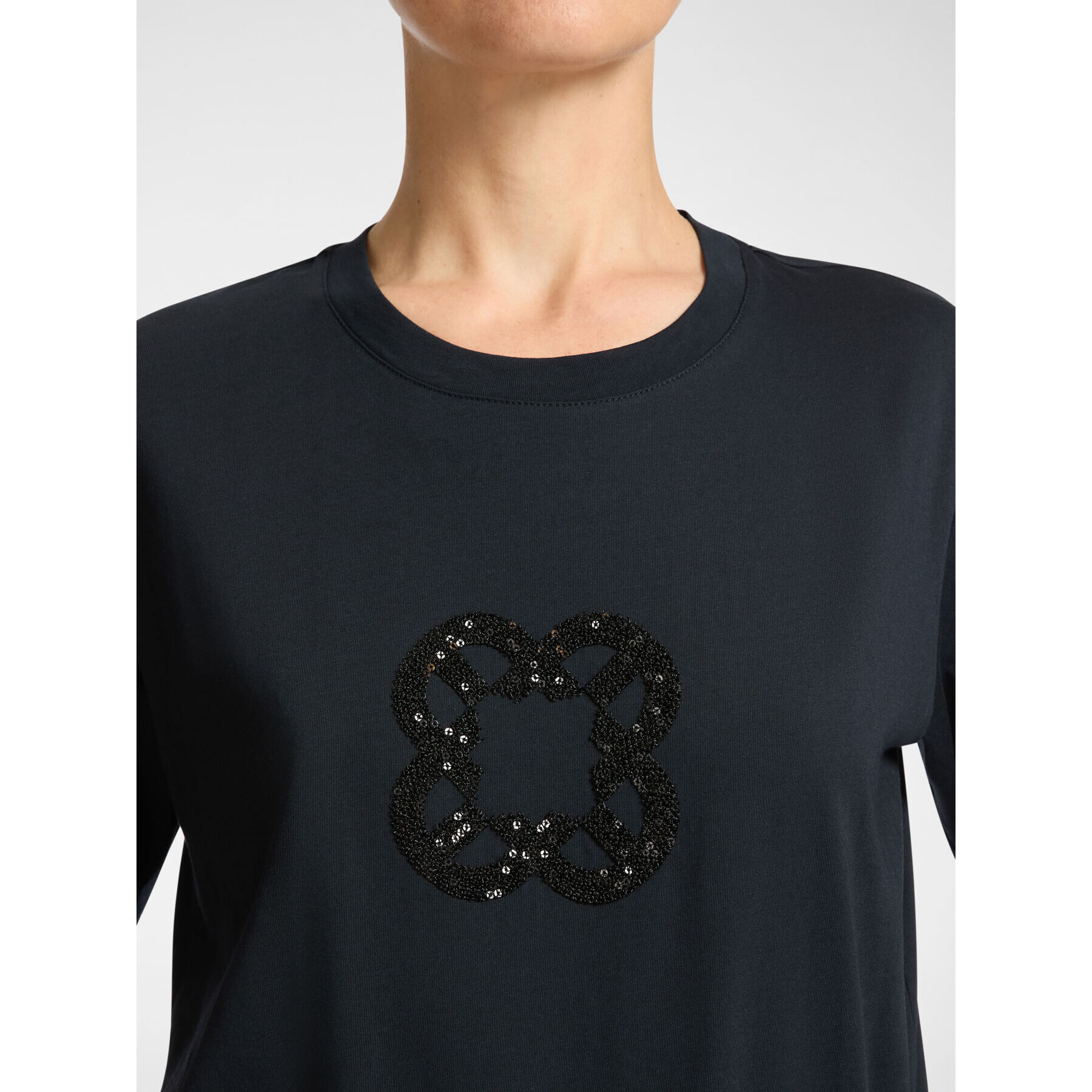 Elena Mirò - Camiseta de corte relajado con bordado de monograma - Azul