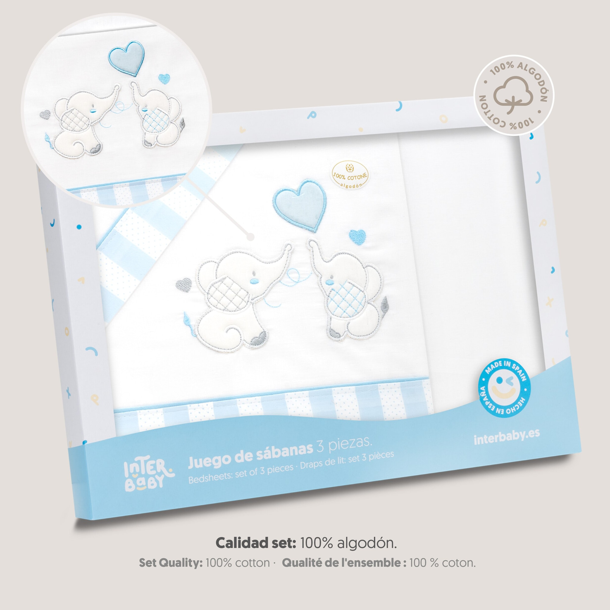 Triptico Coche Parejita Elefante Bco/Azul