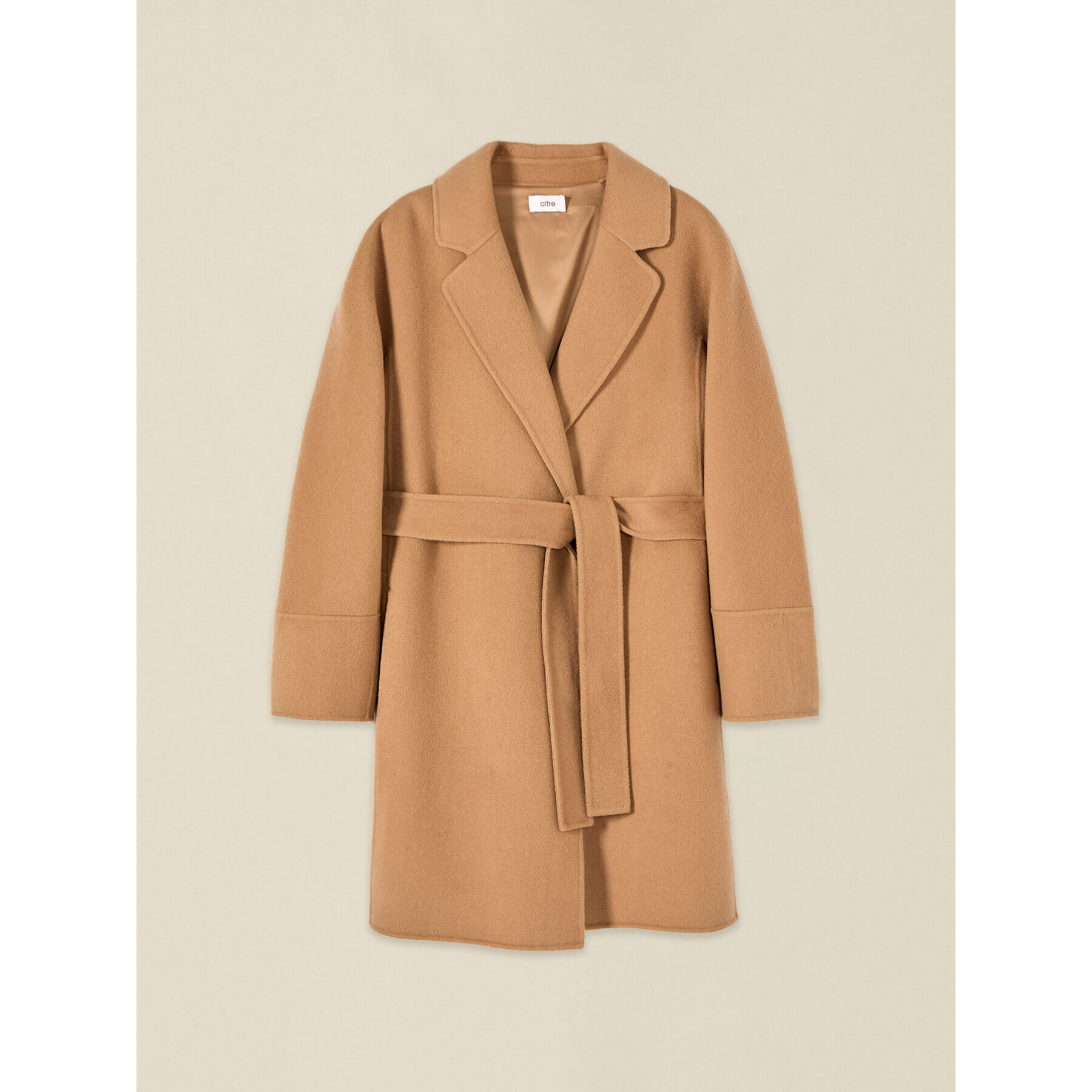 Oltre - Cappotto misto lana con cintura - Beige