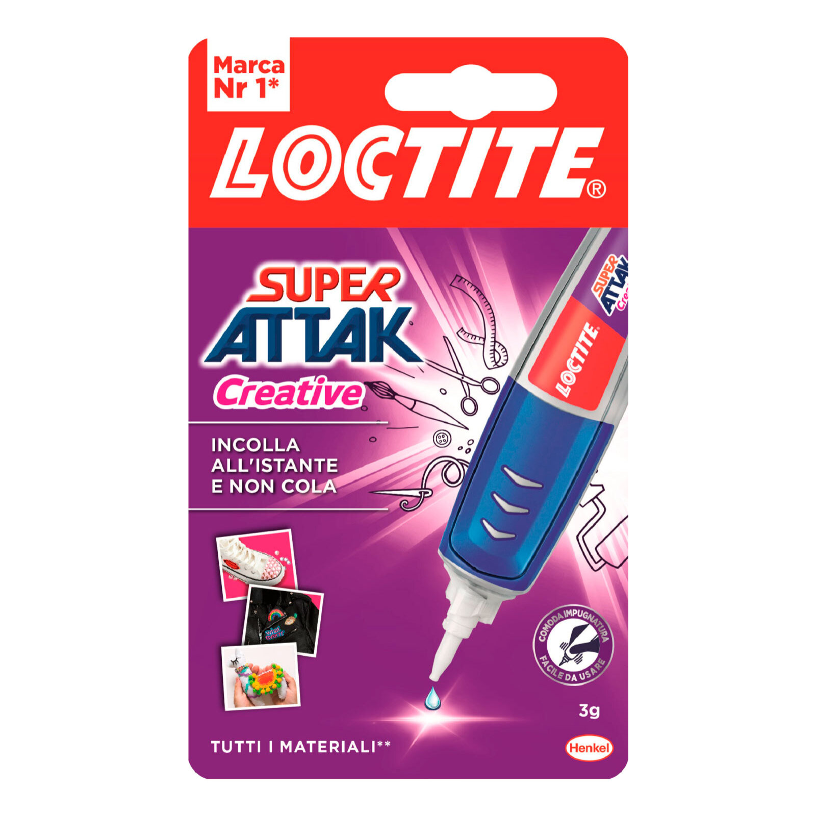 Loctite Super Attak Creative Gel Adesivo Istantaneo Universale - Flacone da 3g