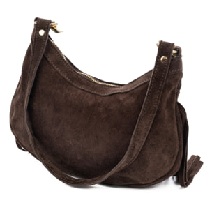 Barlassina borsa a tracolla Donna. Pelle scamosciata autentica, con frange.